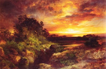 Tomás Morán Painting - Una puesta de sol en Arizona cerca del Gran Cañón Escuela de las Montañas Rocosas Thomas Moran